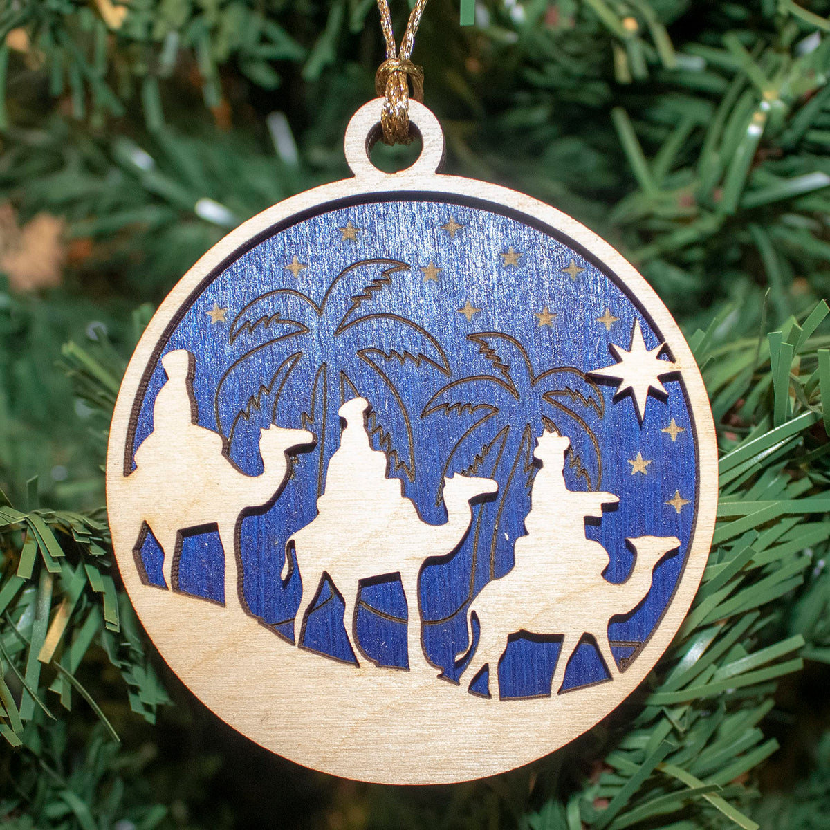 3" Three Kings Camel Wood Ornament