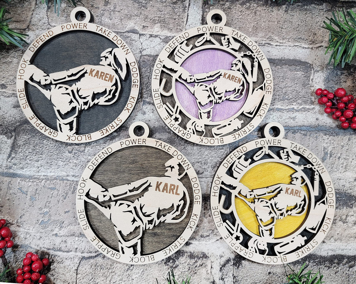 Handmade 3" Custom Name Male Martial Arts Ornament