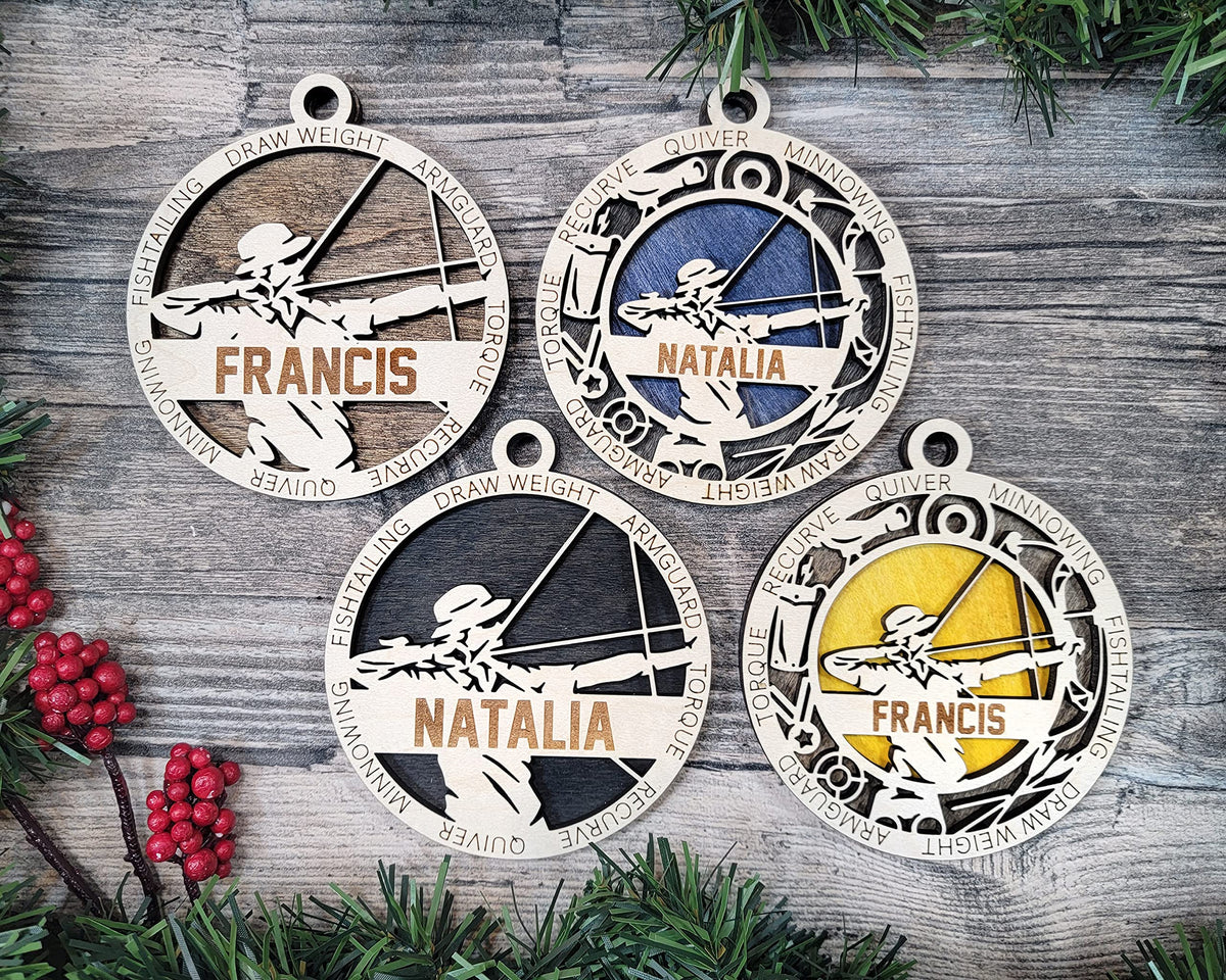 Handmade 3" Custom Name Male Archer Ornament