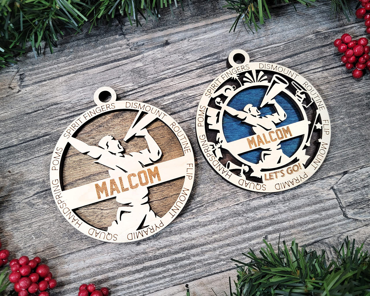 Handmade 3" Custom Cheerleader Gear Ornament