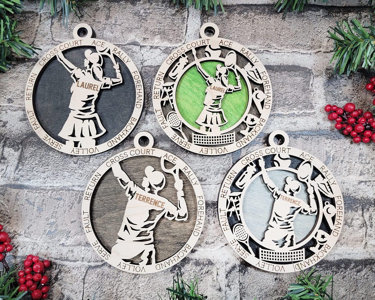 Handmade 3" Custom Male Tennis Player Gear Ornament