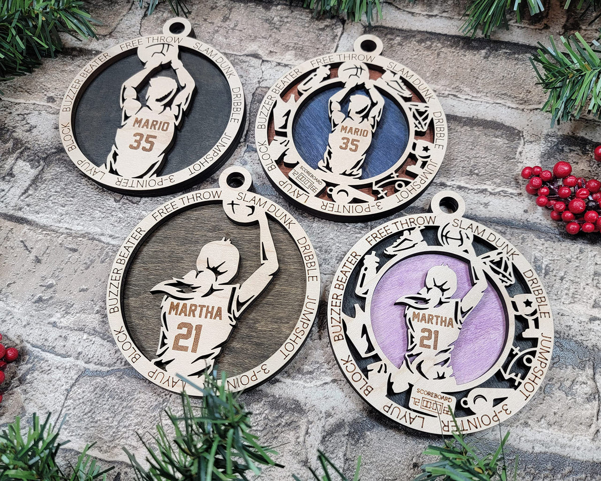 Personalized 3" Male Basketball Christmas Ornament