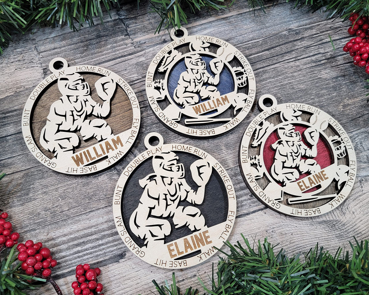 3" Female Baseball Catcher Gear Ornament