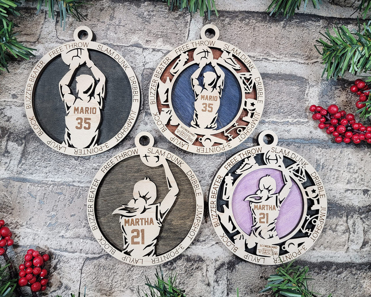 Personalized 3" Male Basketball Icon Ornament