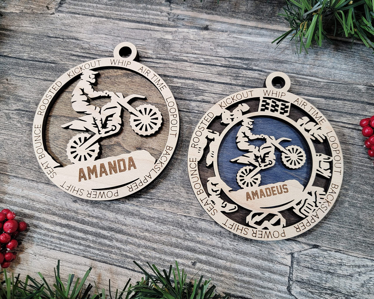 3" Motocross Wood Ornament / Car Charm