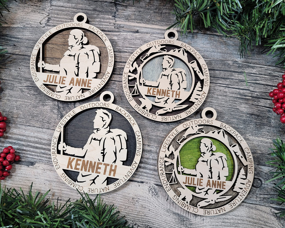 3" Male Hiker Gear Ornament