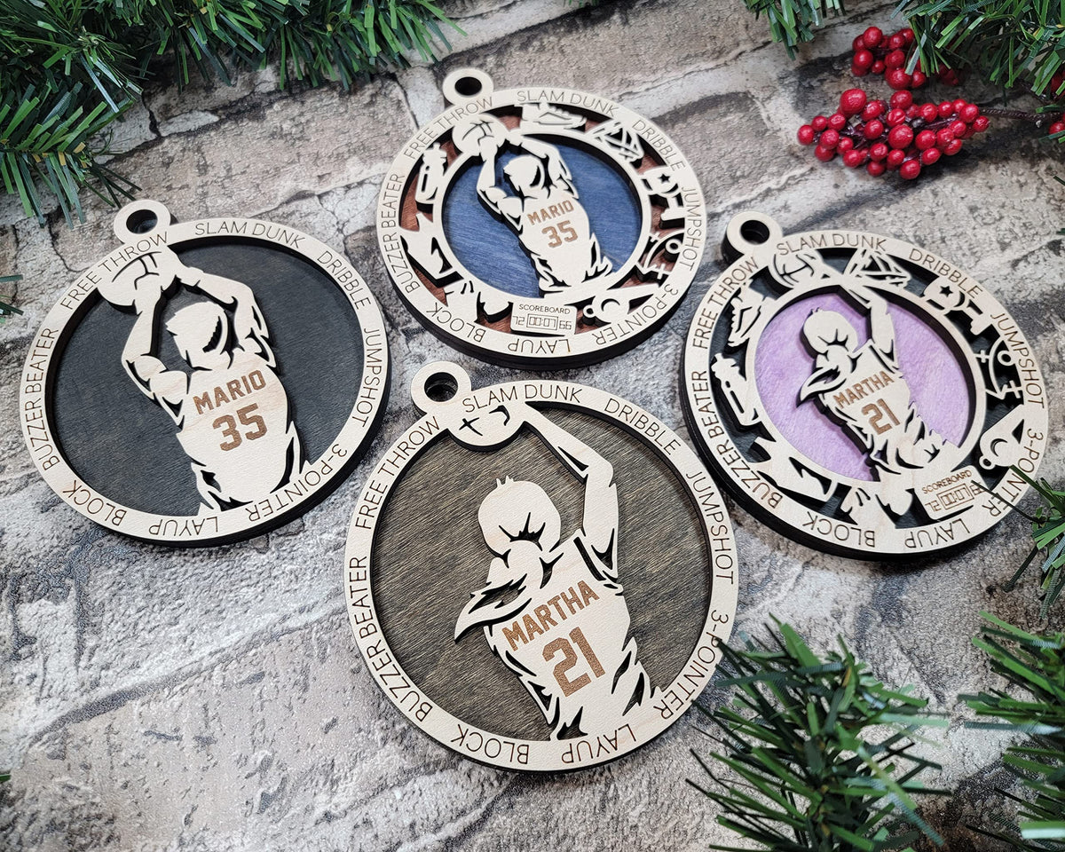 Personalized 3" Male Basketball Icon Ornament
