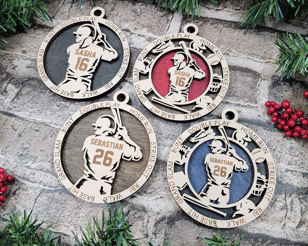 Handmade 3" Custom Male Softball Player Gear Ornament