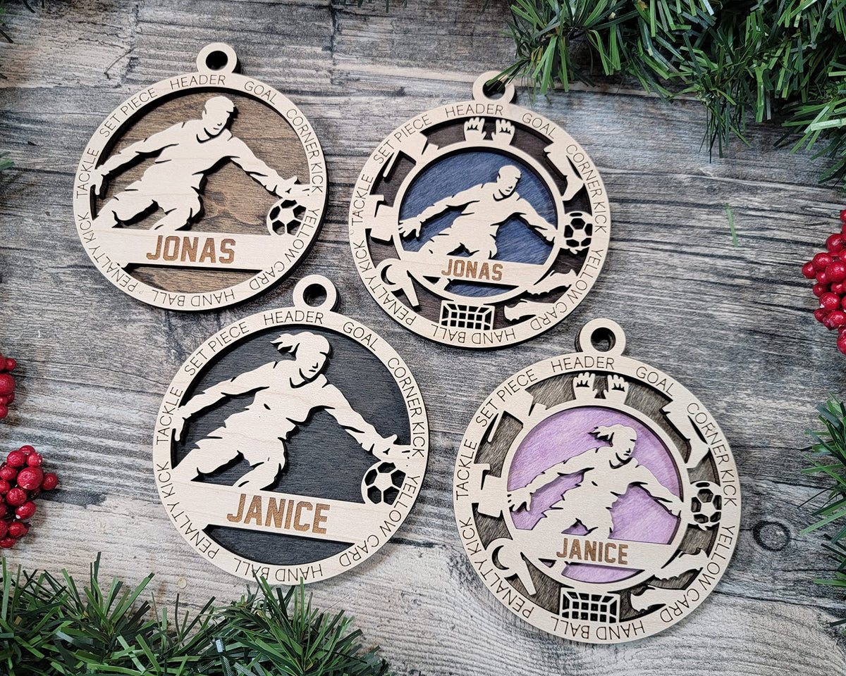 Personalized 3" Female Soccer Goalie Christmas Ornament