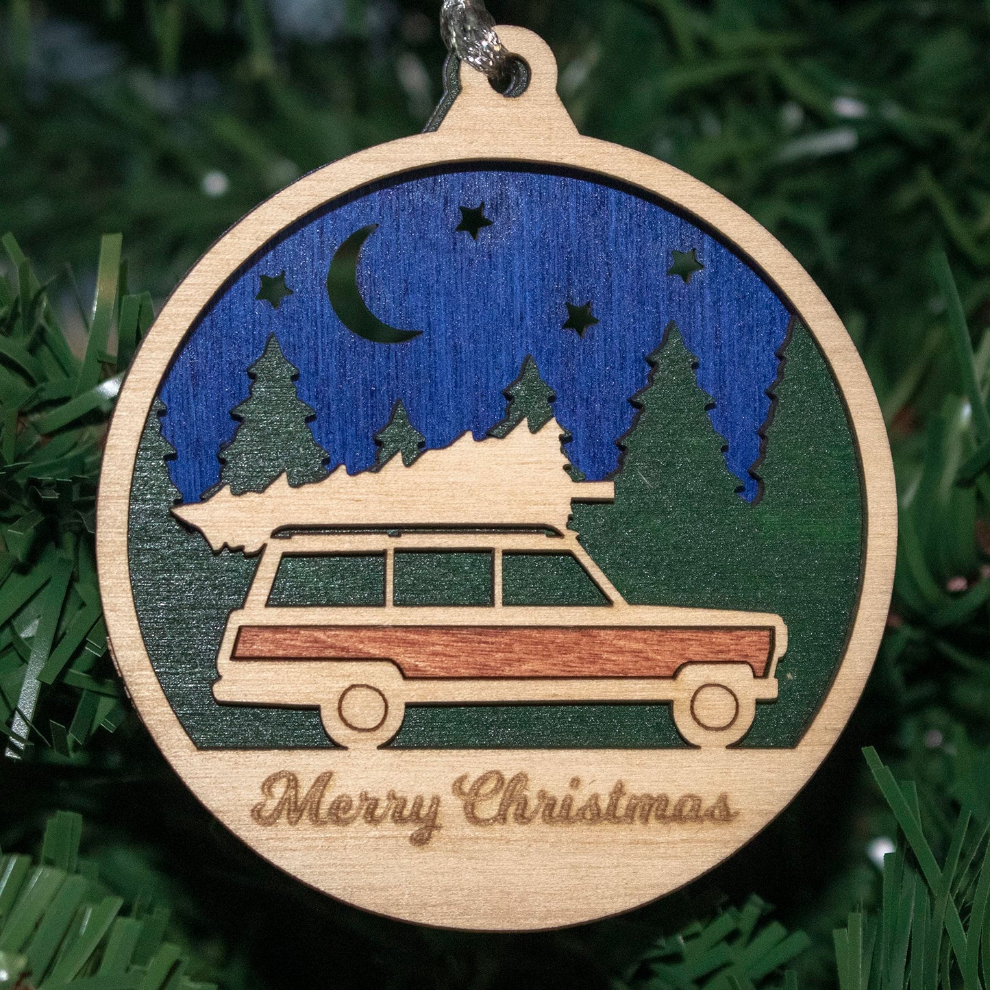 3" Retro Wagon Christmas Ornament
