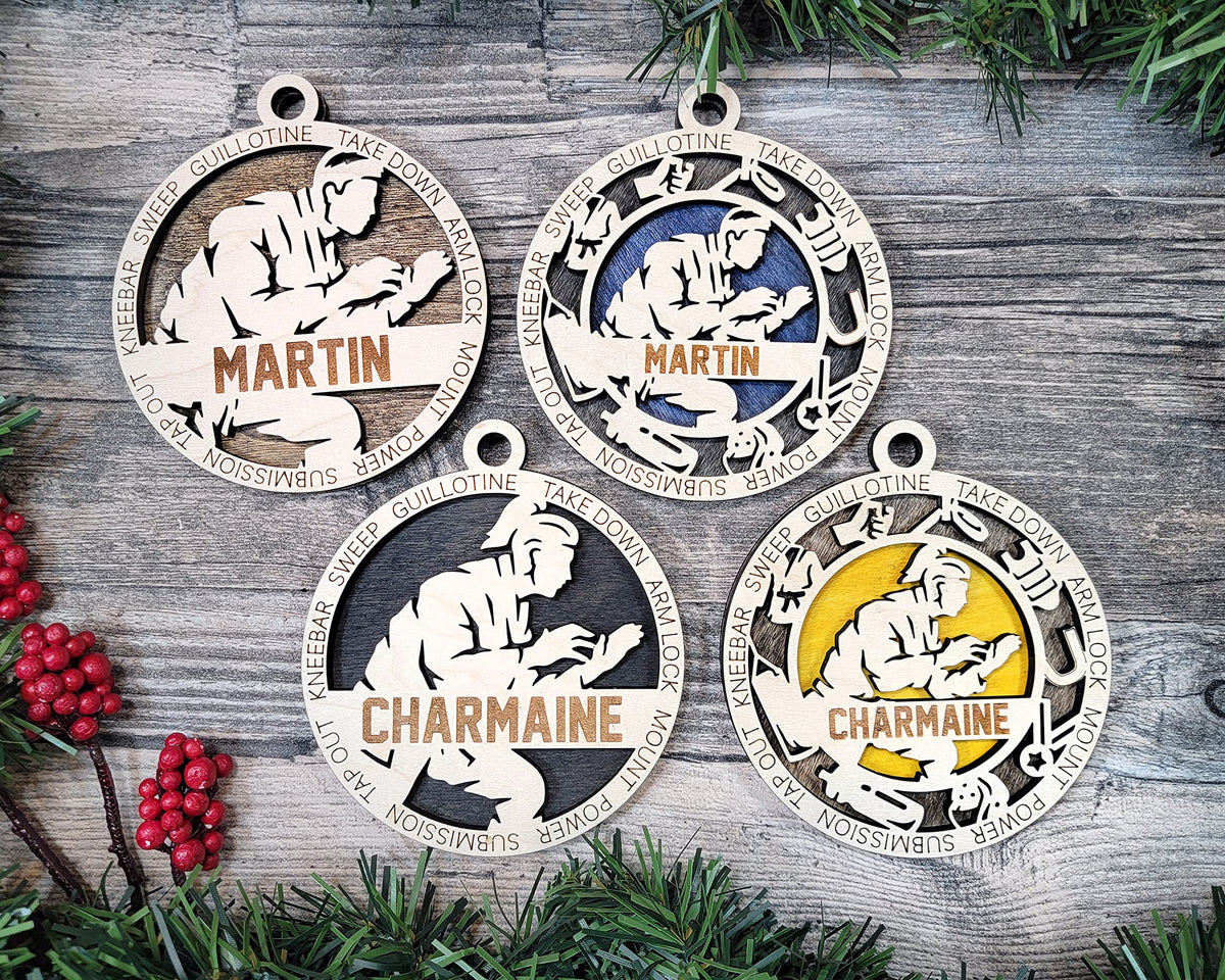 3" Female Jiu Jitsu Icon Border Ornament