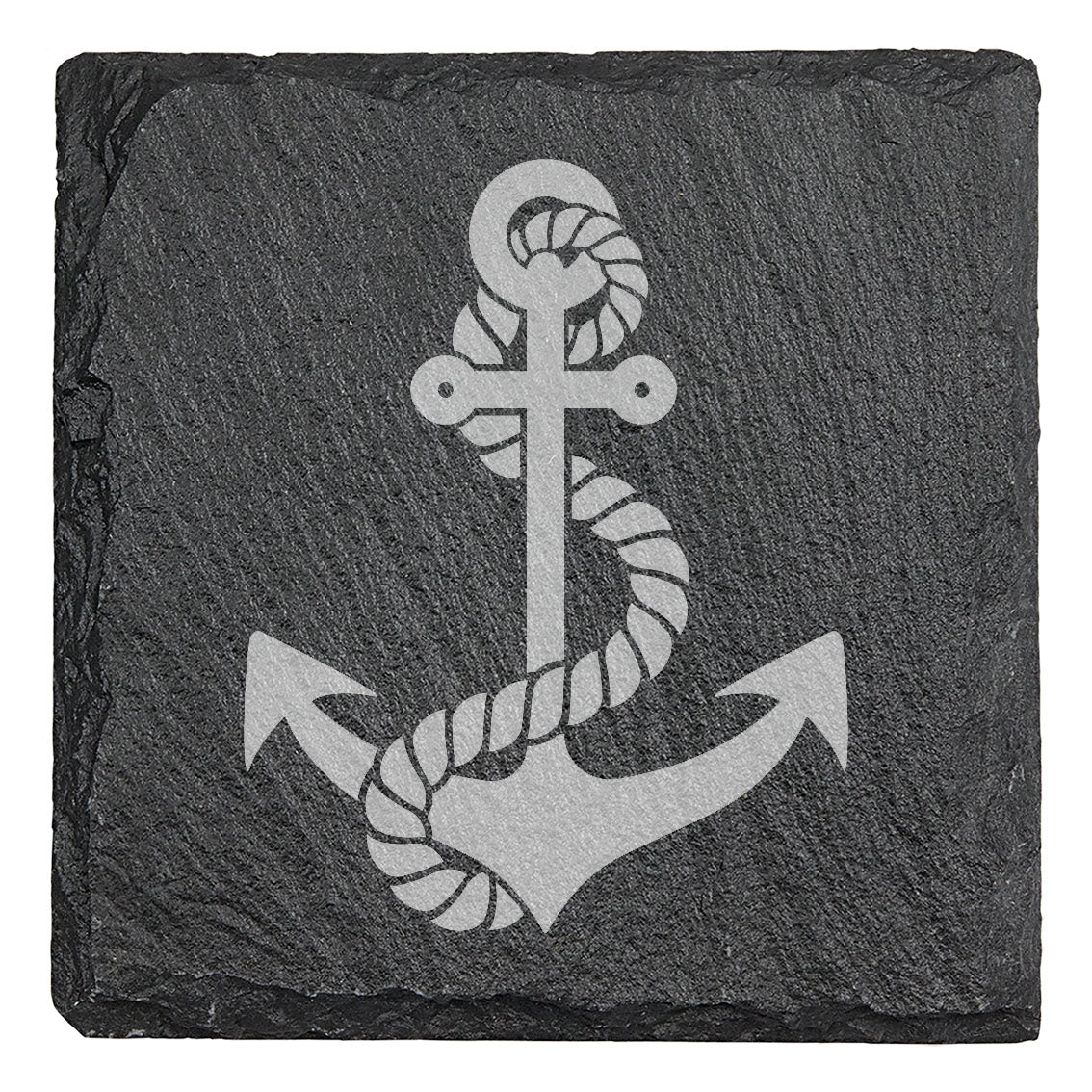 Nautical Charm: Slate Coasters with Laser-Etched Anchor &amp; Rope Design