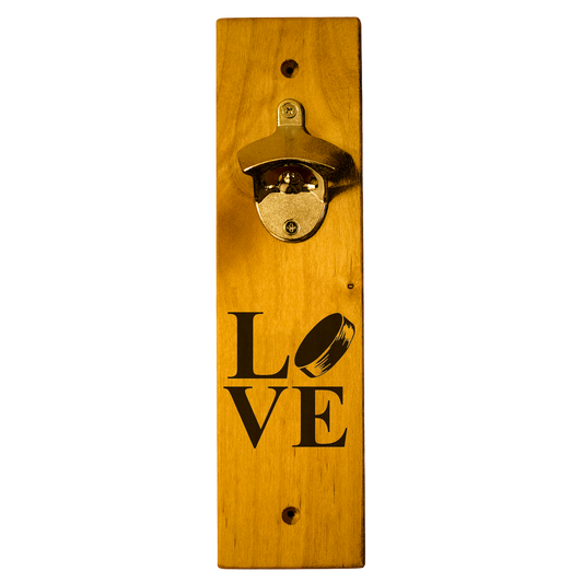 Love Hockey Wall Mount Bottle Opener