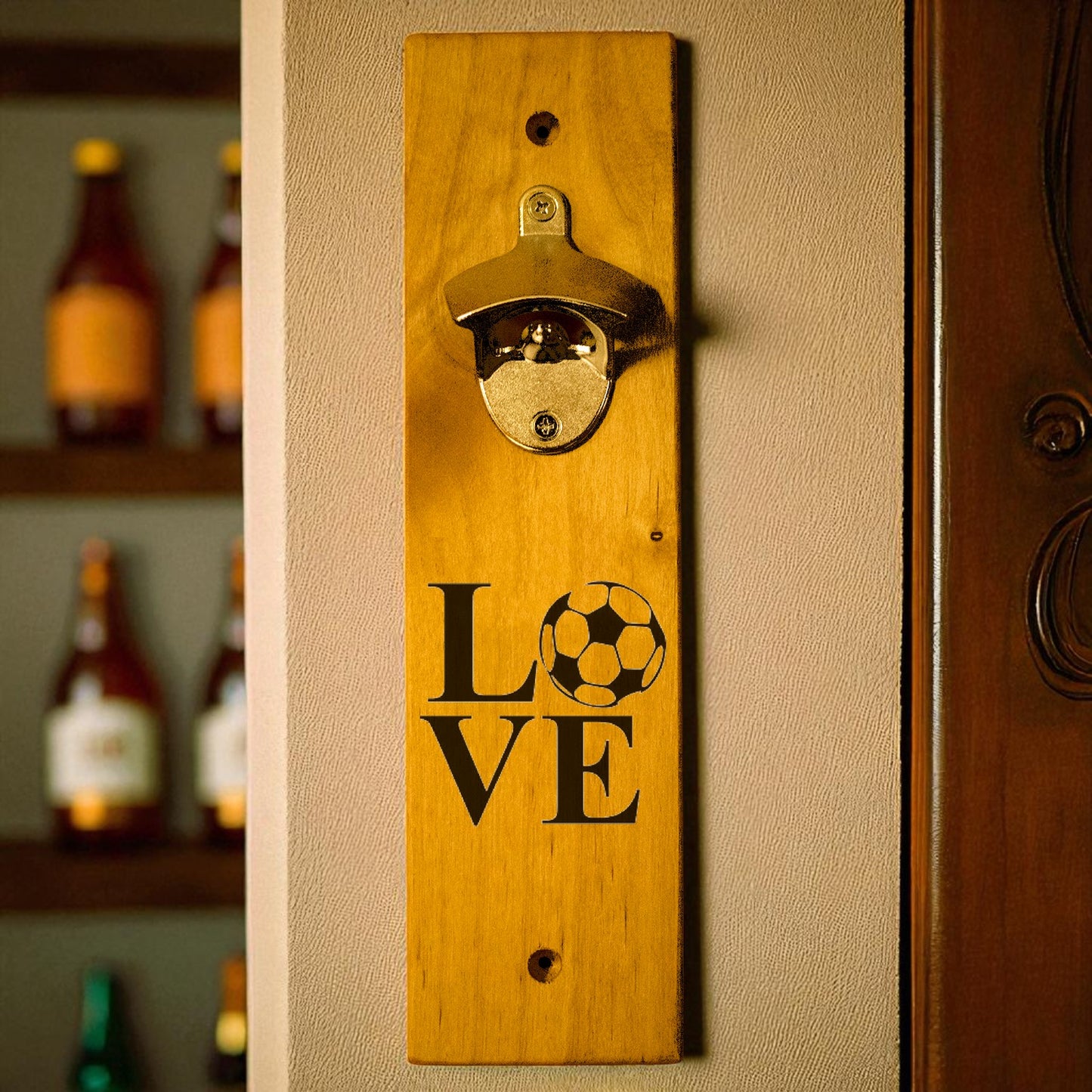 Love Soccer Wall Mount Bottle Opener