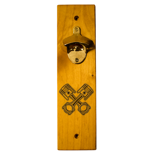Crossed Pistons Wall Mount Bottle Opener
