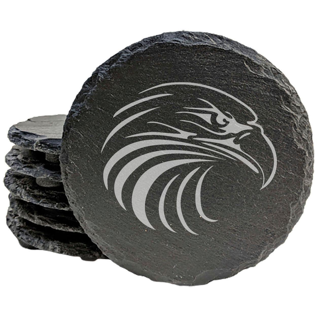 Bald Eagle Majesty: Laser Etched Slate Coasters - Stunning Wildlife Design for Home Decor and Gifts!