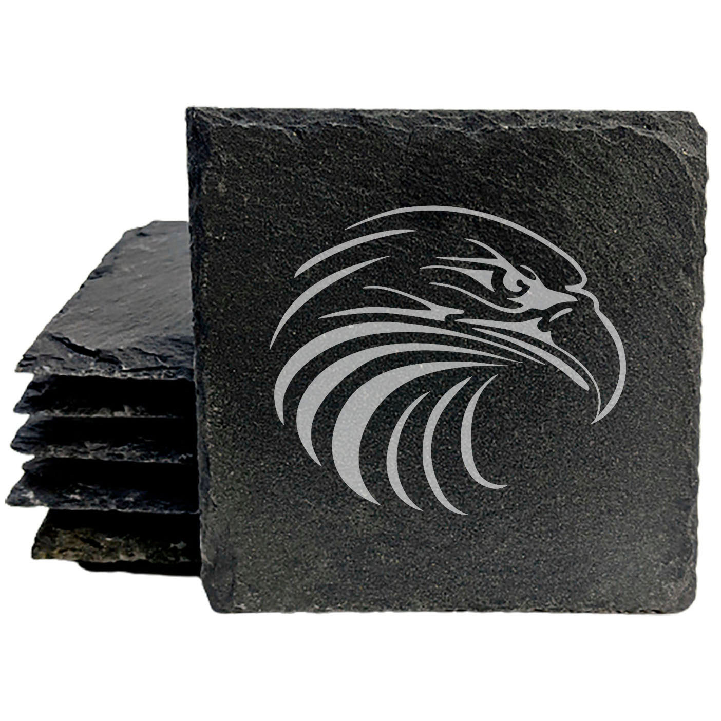 Bald Eagle Majesty: Laser Etched Slate Coasters - Stunning Wildlife Design for Home Decor and Gifts!