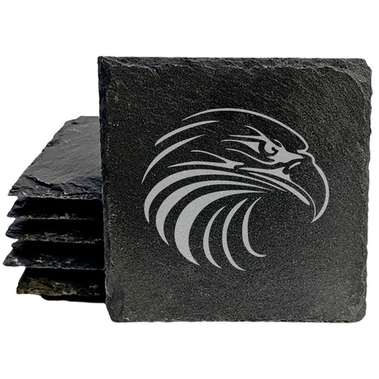 Bald Eagle Majesty: Laser Etched Slate Coasters - Stunning Wildlife Design for Home Decor and Gifts!