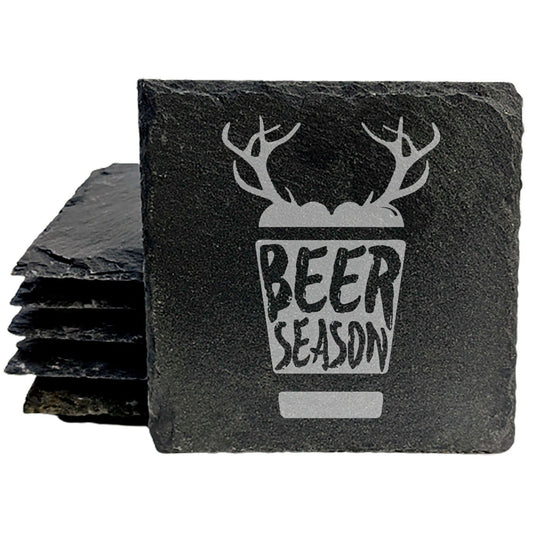 Beer Season - Unleash the Beer Fanatic Within!  These Laser Etched Slate Coasters Make the Perfect Gift
