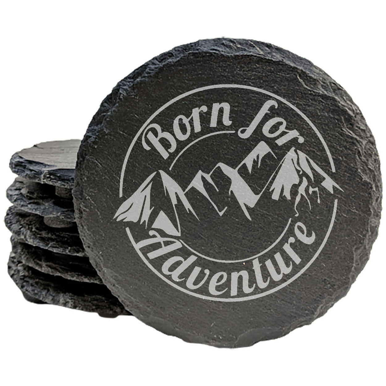 Fuel Your Wanderlust: "Born for Adventure" Slate Coasters - Perfect for the Adventure Seeker