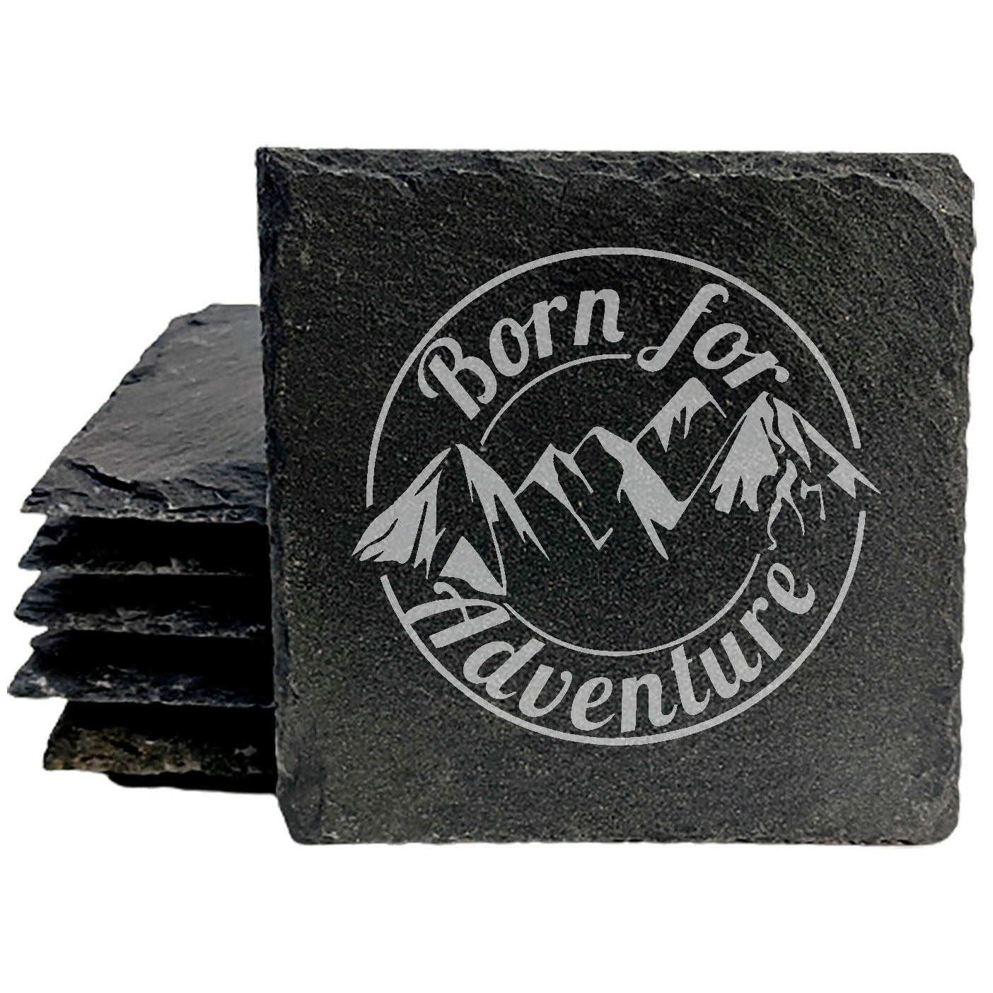 Fuel Your Wanderlust: "Born for Adventure" Slate Coasters - Perfect for the Adventure Seeker