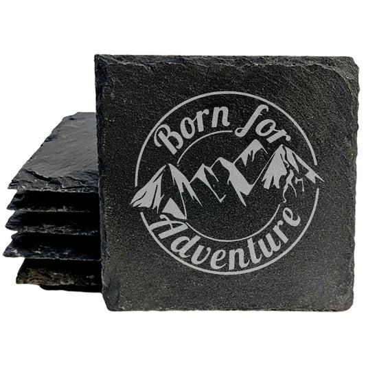 Fuel Your Wanderlust: "Born for Adventure" Slate Coasters - Perfect for the Adventure Seeker