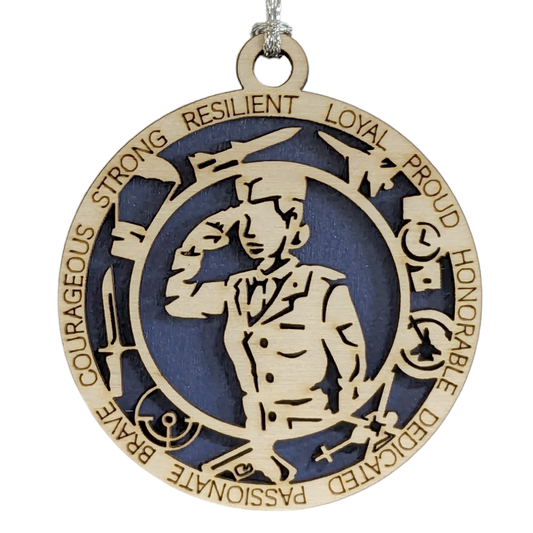 Air Force Soldier Christmas Ornament - 3" Wooden Laser Cut Keepsake for Military Pride