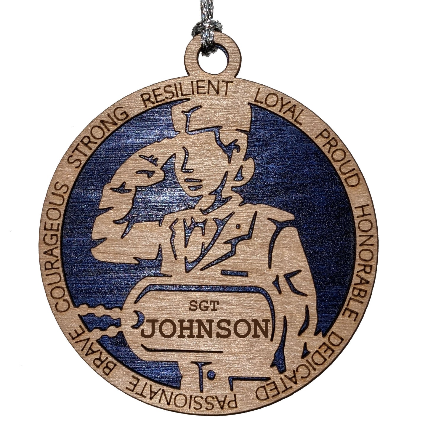Personalized Air Force Female Soldier Christmas Ornament - 3" Wood Laser Cut Military Dog Tags Gift