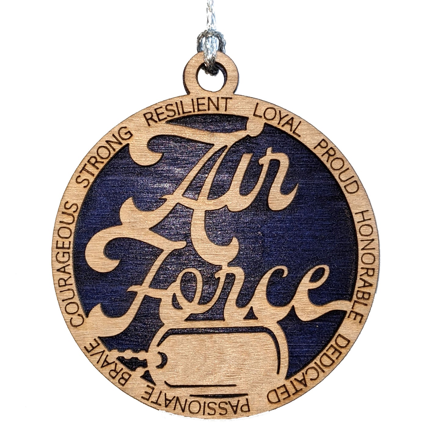 Personalized Air Force Christmas Ornament - Custom Military Dogtags - Laser Cut Wood - Patriotic Gift for Soldier or Veteran