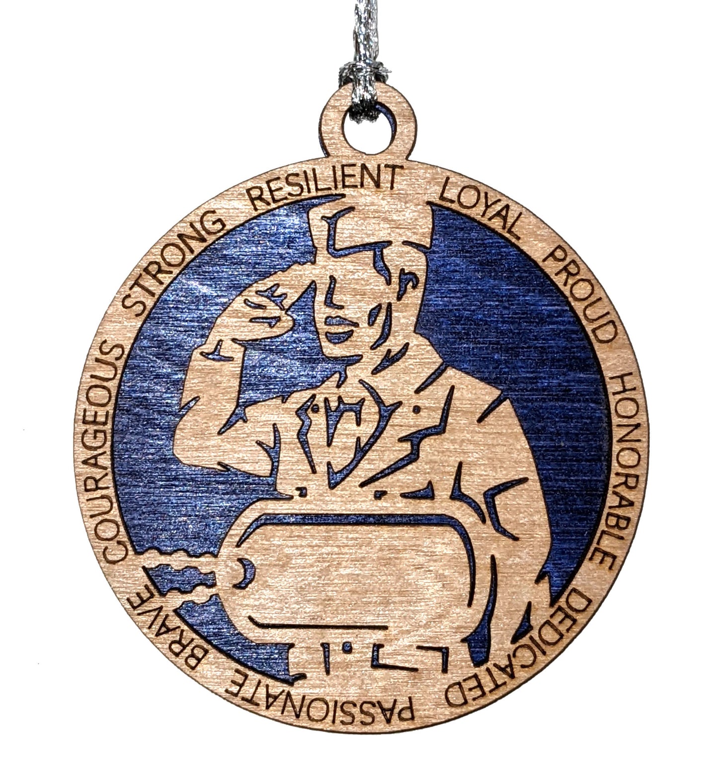Custom Military Ornament - 3" Wood Air Force Christmas Decoration - Personalized Dog Tags for Proud Soldier