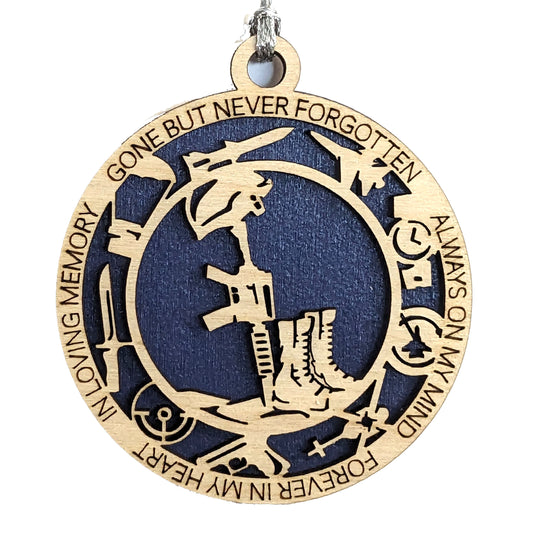 Air Force Memorial Ornament - 3" Wood Laser Cut - Battlefield Cross Christmas Decoration - Patriotic Gift
