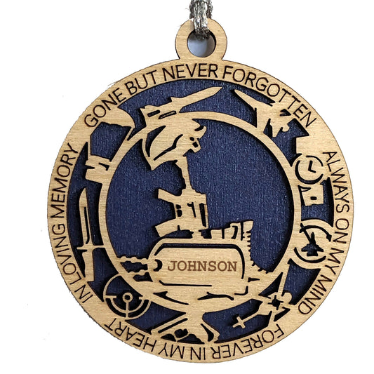 Personalized Air Force Battlefield Cross Wooden Christmas Ornament - Military Memorial Keepsake for Fallen Airman