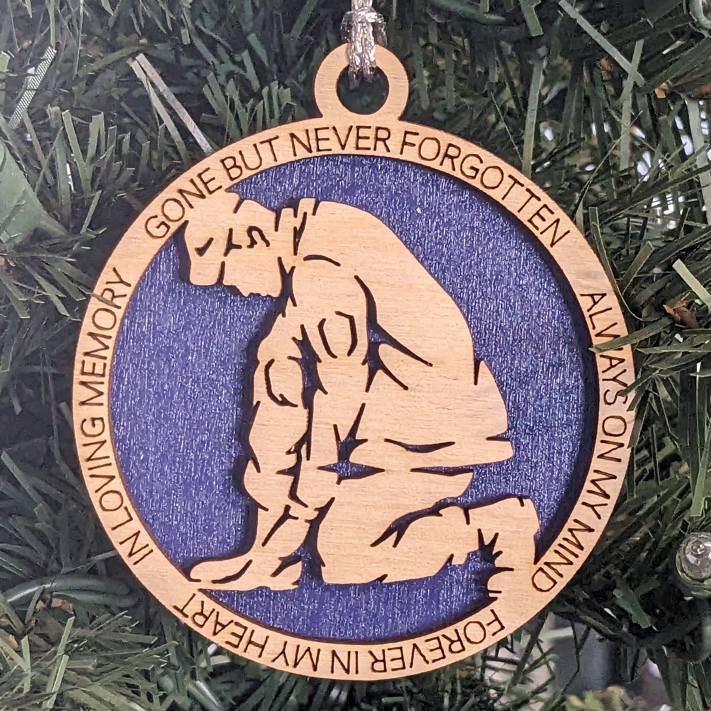 Air Force Memorial Ornament - Kneeling Soldier Wooden Keepsake, Military Tribute Gift