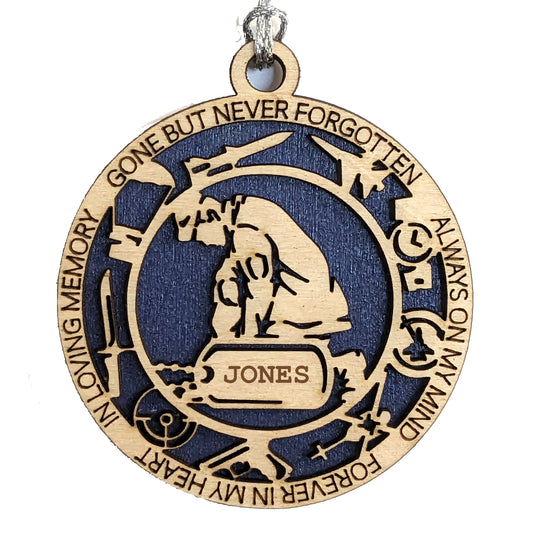 Personalized Air Force Memorial Ornament - Custom Engraved Wood Keepsake for Military Veteran