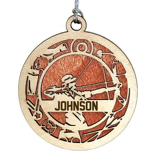 Female Archery laser cut personalized wood ornament