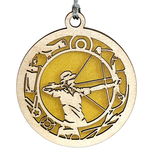Female Archery laser cut wood ornament