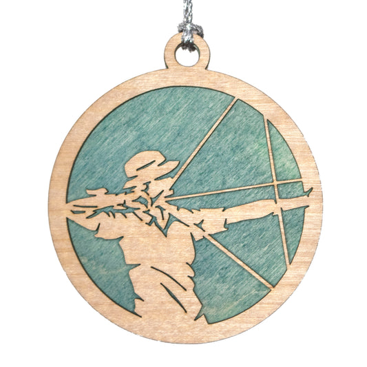 Female Archery laser cut wood ornament