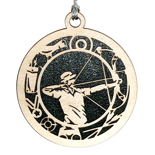 Male Archery laser cut wood ornament