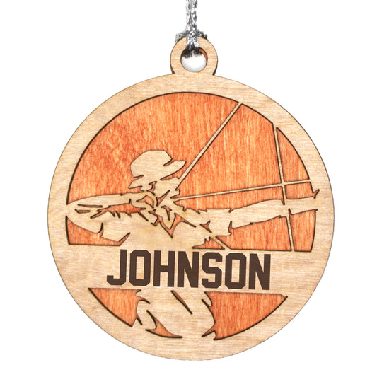 Male Archery laser cut personalized wood ornament