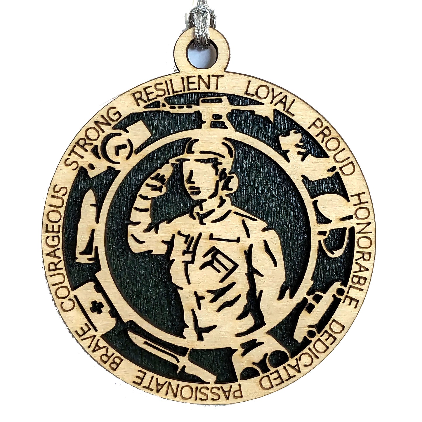 Patriotic Female Soldier Christmas Ornament - 3" Wood Army Tribute for Women in Uniform