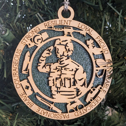 Patriotic Male Soldier Christmas Ornament - 3" Wood Army Tribute Gift for Military Men