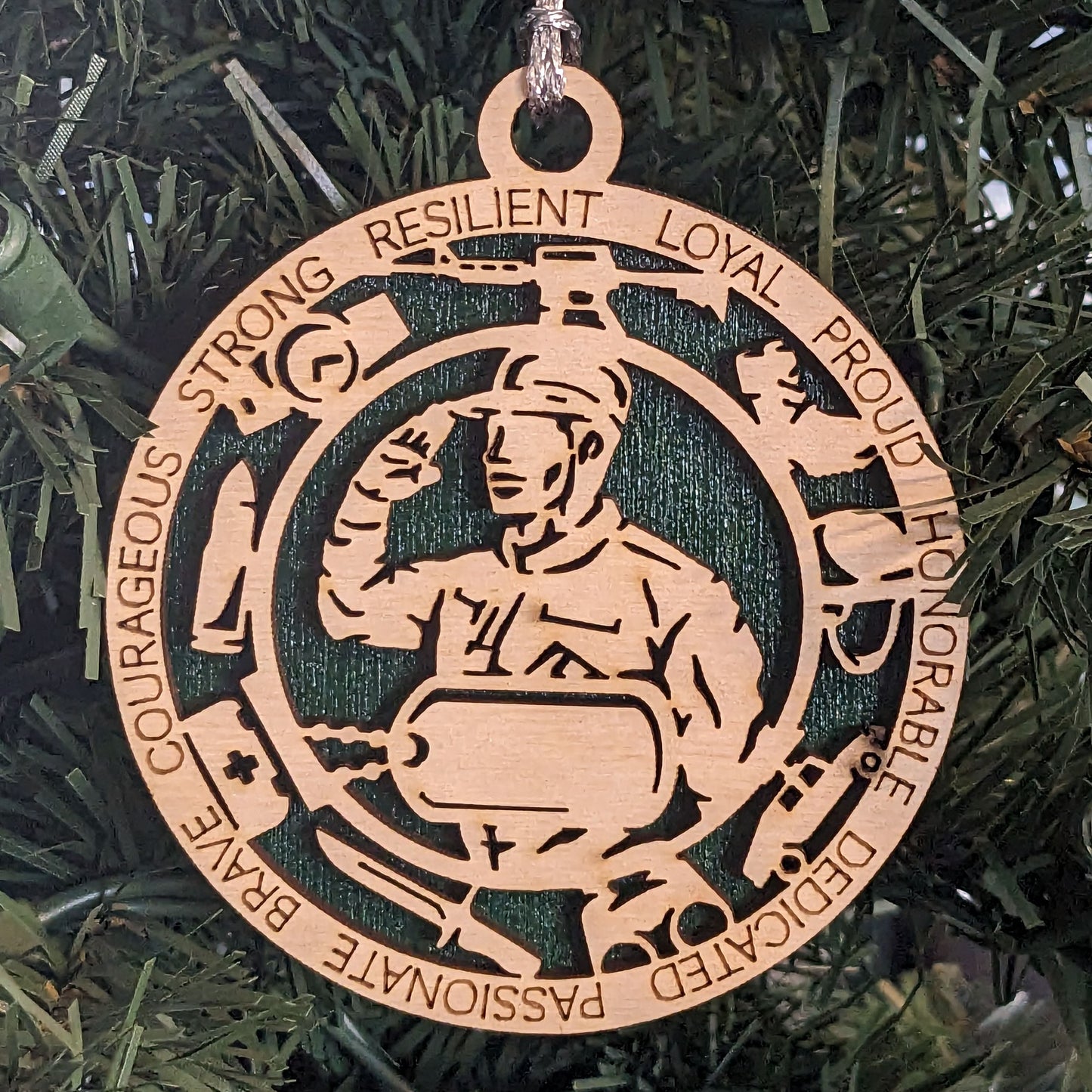 3" Wooden Male Soldier Ornament - Personalized Army Christmas Gift with Dog Tags