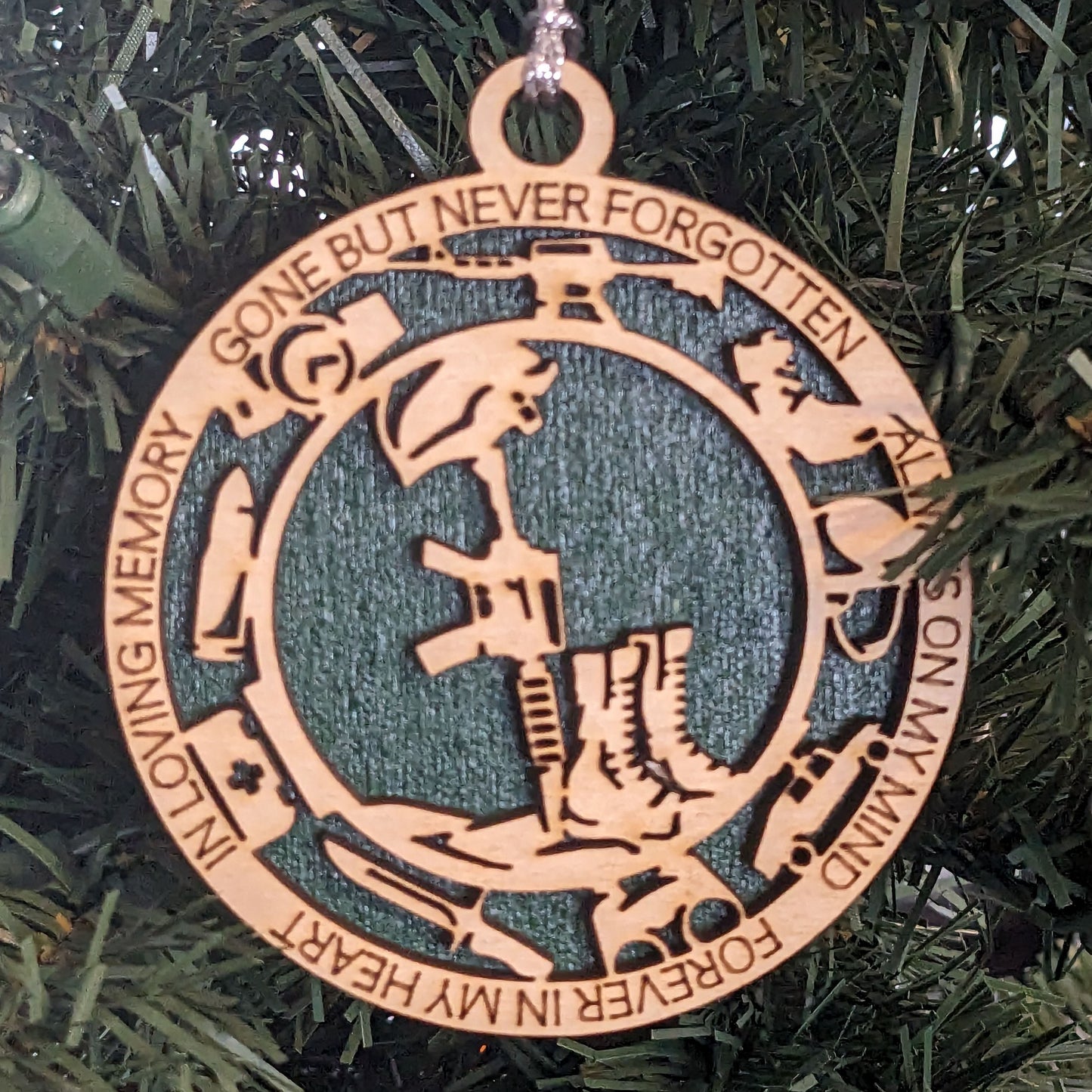Handcrafted Army Battlefield Cross Christmas Ornament - 3" Wood Laser Cut Military Memorial Tribute - Memorial Soldier Gift