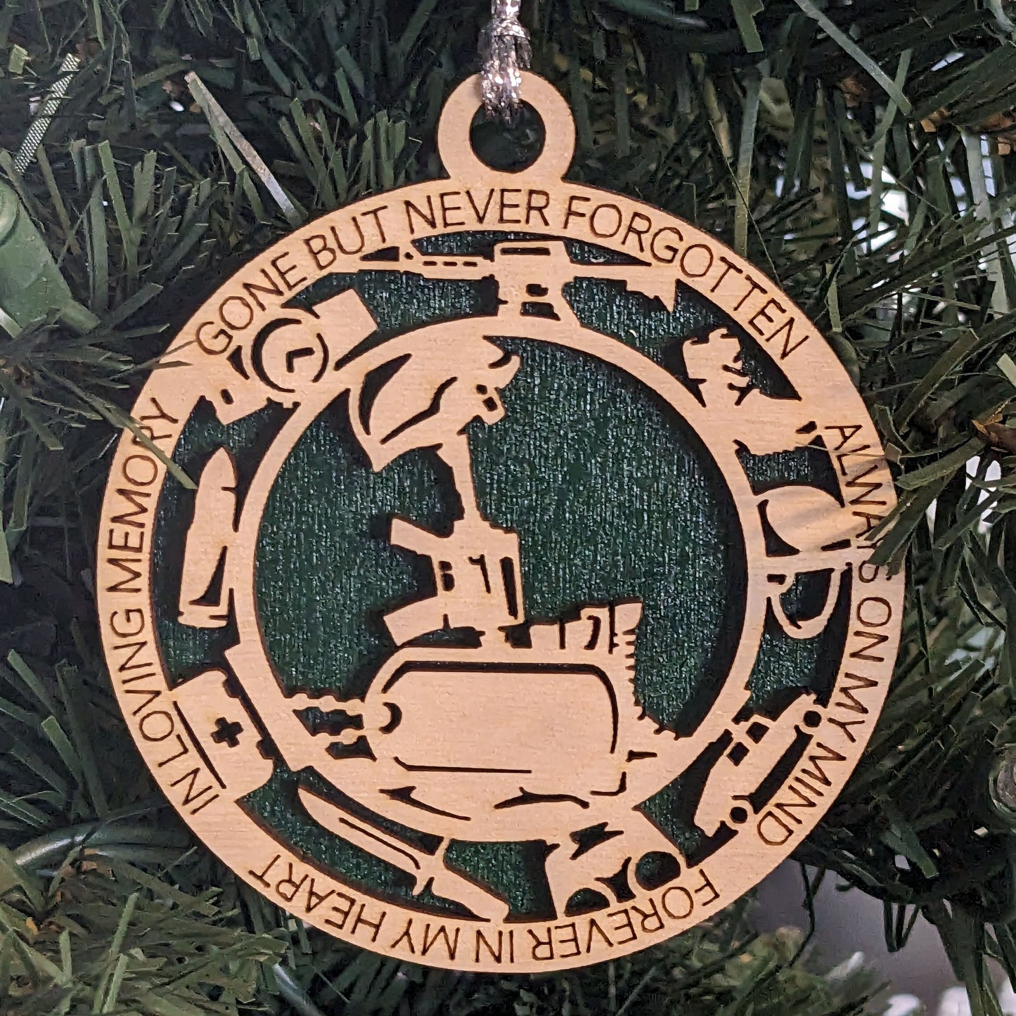 Personalized Army Memorial Ornament - Wooden Battlefield Cross Christmas Decor with Custom Dog Tags, Handcrafted Military Tribute Gift