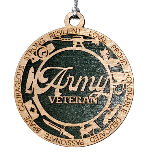 Army Veteran Wooden Christmas Ornament - Patriotic Military Gift for Soldiers