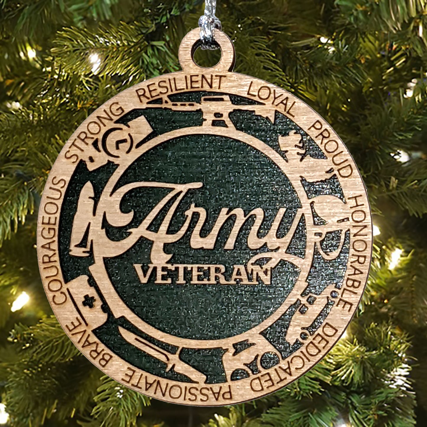 Army Veteran Wooden Christmas Ornament - Patriotic Military Gift for Soldiers