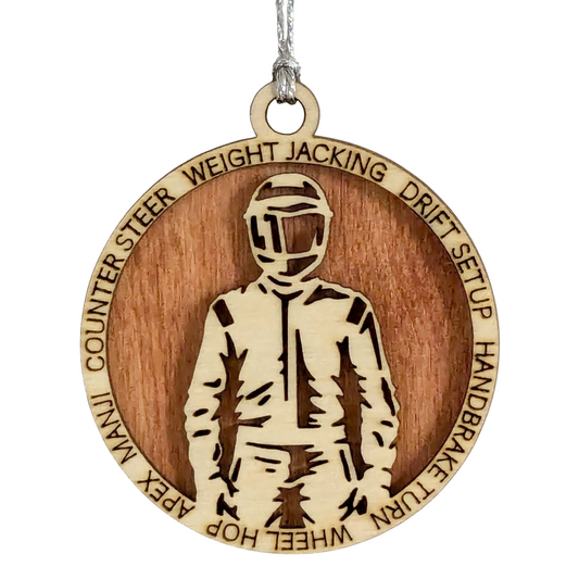 Personalized 3-Inch Handcrafted Wooden Car Racing Christmas Ornament - Unique Laser Cut Design - Customizable Holiday Decor for Racing Enthusiasts - Festive Keepsake for Car Lovers and Motorsport Fans