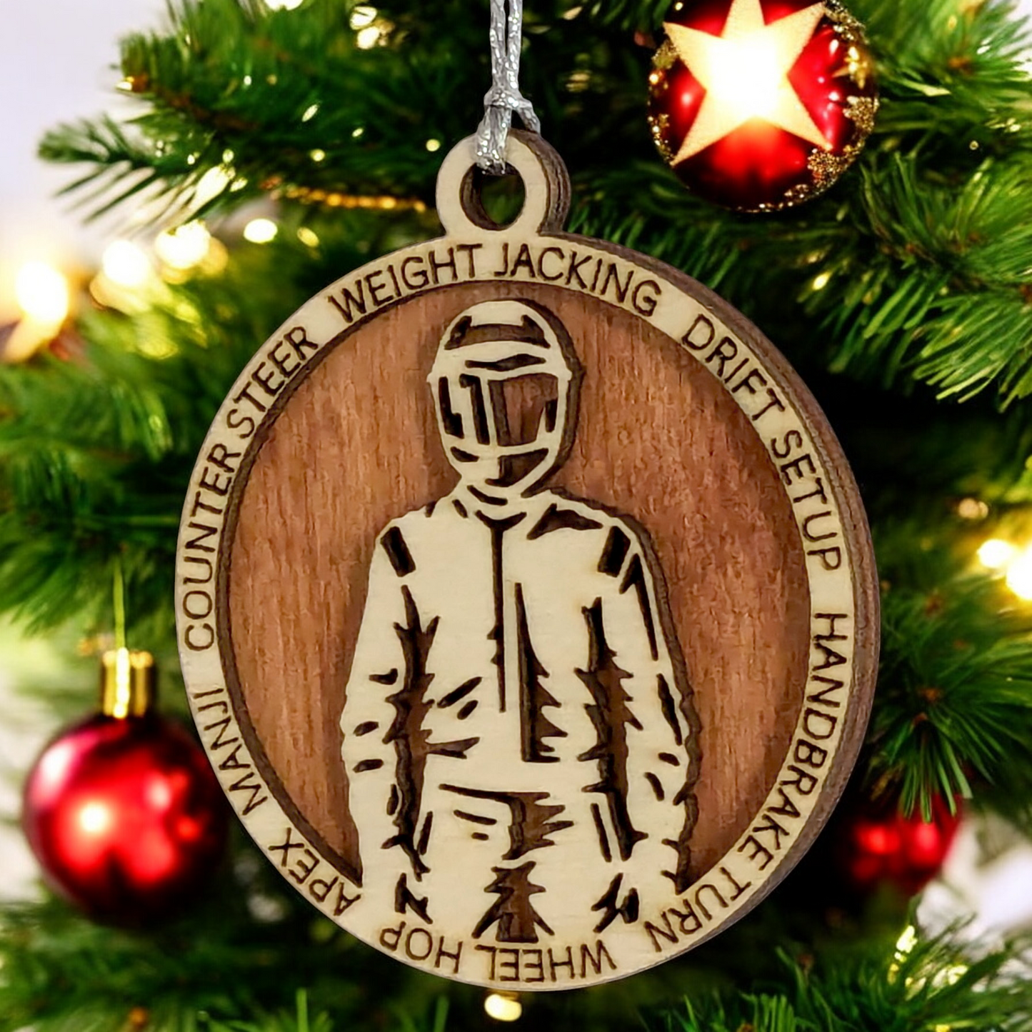 Personalized 3-Inch Handcrafted Wooden Car Racing Christmas Ornament - Unique Laser Cut Design - Customizable Holiday Decor for Racing Enthusiasts - Festive Keepsake for Car Lovers and Motorsport Fans