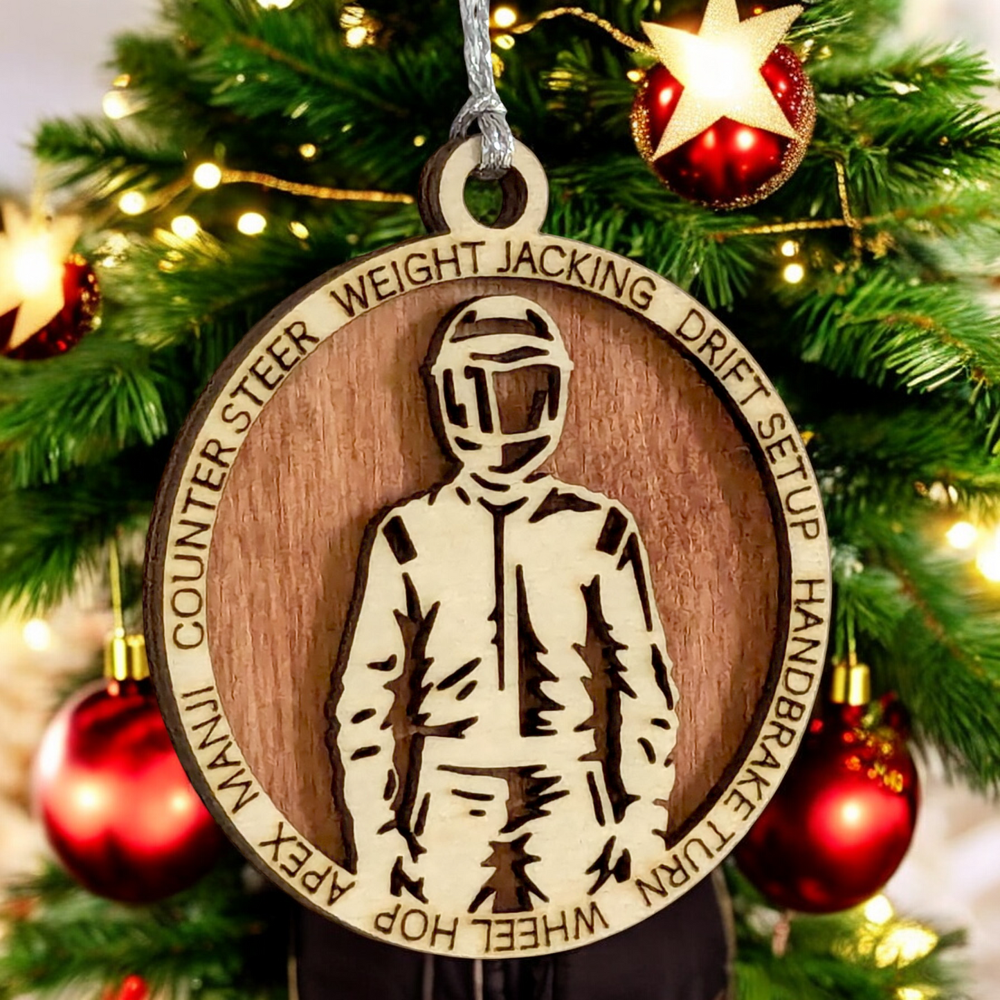 Personalized 3-Inch Handcrafted Wooden Car Racing Christmas Ornament - Unique Laser Cut Design - Customizable Holiday Decor for Racing Enthusiasts - Festive Keepsake for Car Lovers and Motorsport Fans
