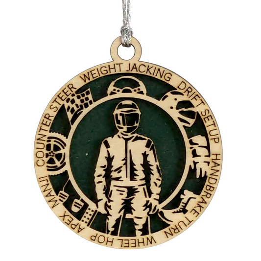 Personalized 3-Inch Handcrafted Wooden Car Racing Christmas Ornament - Unique Laser Cut Design - Customizable Holiday Decor for Racing Enthusiasts - Festive Keepsake for Car Lovers and Motorsport Fans